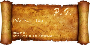 Pákai Ida névjegykártya